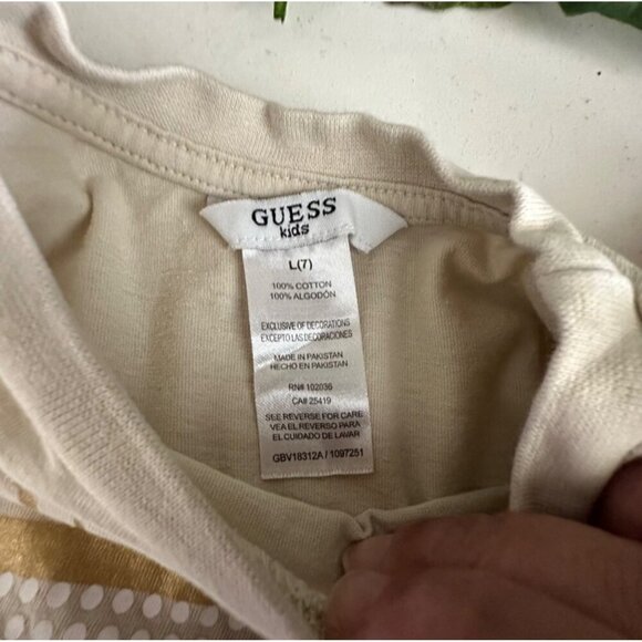 Guess Kids Beige T-Shirt & Shorts Set L (7) Logo Design Cotton & Polyester - Picture 4 of 10